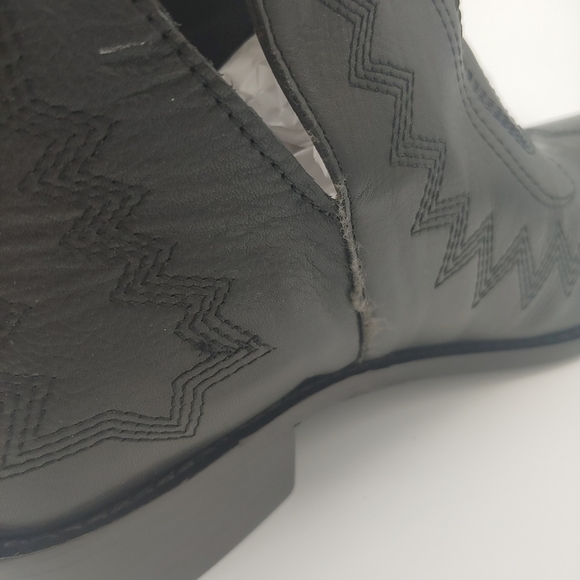 Western Leather Black Cowboy Boot Ankle Boho Shoe New bootie - Picture 11 of 11